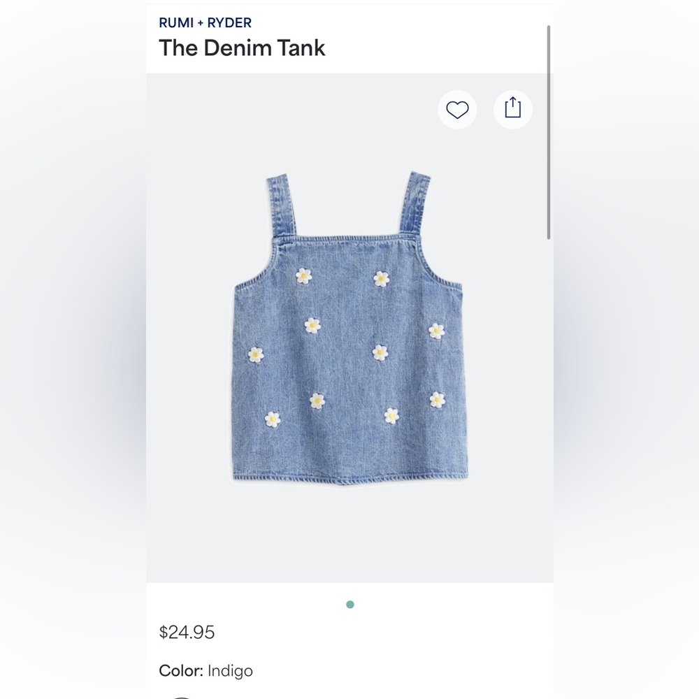 Rumi + Ryder Denim Tank Top with Daisy Embroidery - Picture 7 of 7